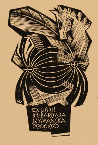 Exlibris by Wojciech Luczak from Poland for Barbary Klein-Szymanskiej - Pegasus 