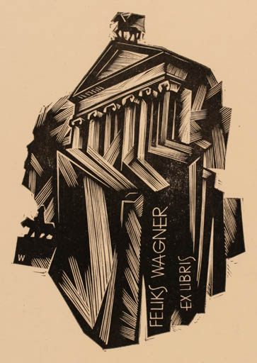 Exlibris by Wojciech Luczak from Poland for Feliks Wagner - Architecture Book Pegasus 