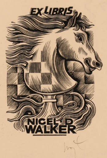 Exlibris by Wojciech Luczak from Poland for Nigel D. Walker - Horse Sport/game 