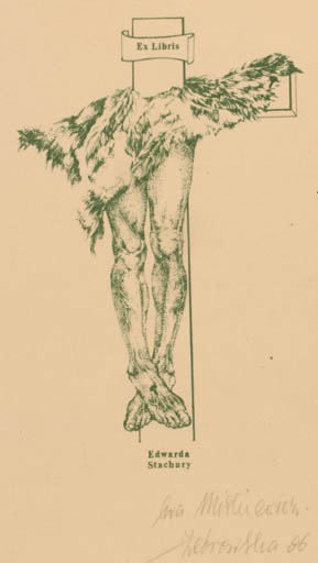 Exlibris by Jerzy Michalski from Poland for Edwarda Stachury - Religion 
