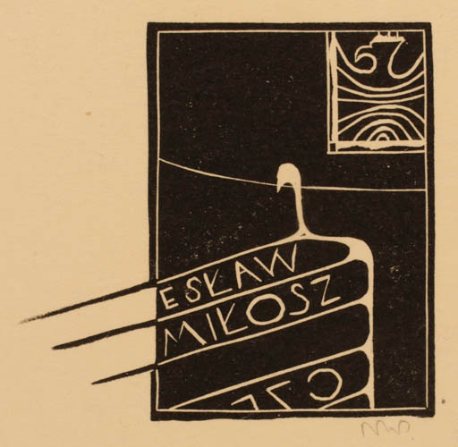 Exlibris by Jerzy Dariusz Nowak from Poland for Eslaw Milosz - 