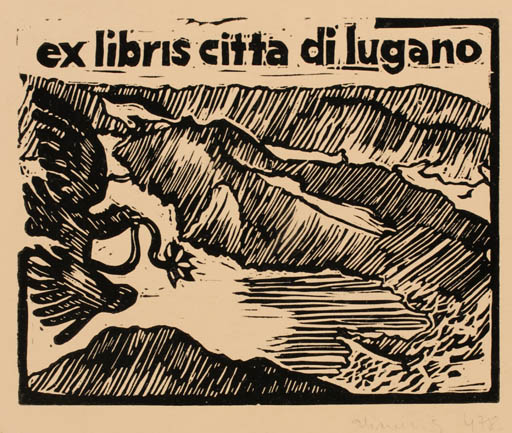 Exlibris by Leszek Pliniewicz from Poland for ? ? - Bird Scenery/Landscape 