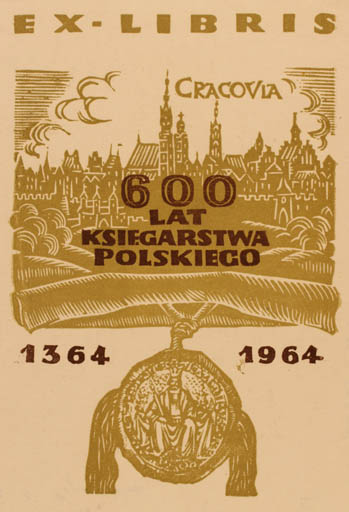 Exlibris by S. Poparszielski from Poland for ? Ksiegarstwa Polskiego - City 