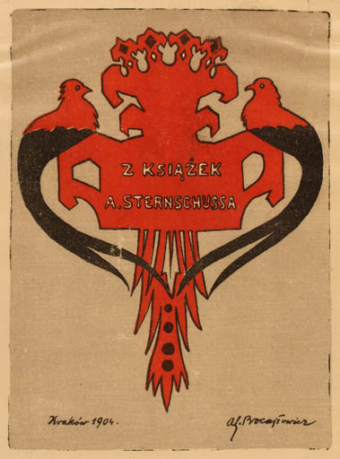 Exlibris by Aleksander Prokajlowicz from Poland for A. Sternschussa - Bird 