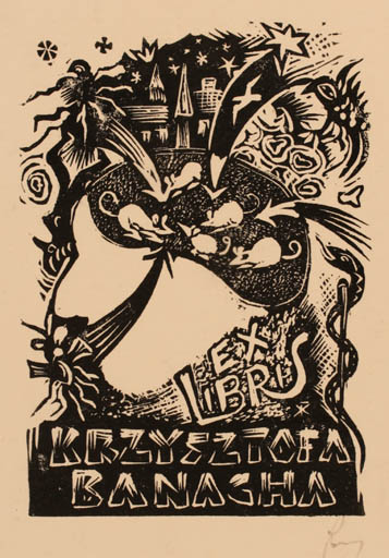 Exlibris by Klemens Raczak from Poland for Krzysztofa Banacha - Fauna 