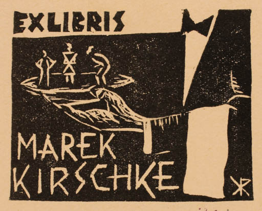 Exlibris by Klemens Raczak from Poland for Marek Kirschke - Hand(s) 