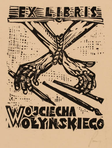 Exlibris by Klemens Raczak from Poland for Wojciecha Wolynskiego - Hand(s) Art 