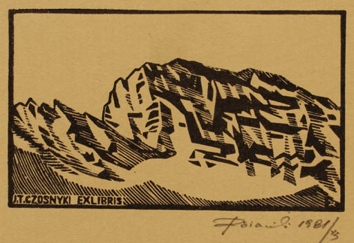 Exlibris by Jerzy Rozanski from Poland for Josef Tadeusz Czosnyka - Mountain Scenery/Landscape 