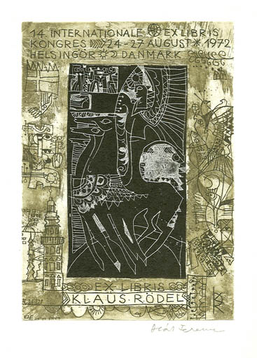 Exlibris by Deák Ferenc from Romania for Klaus Rödel - Abstract Exlibris Congress 