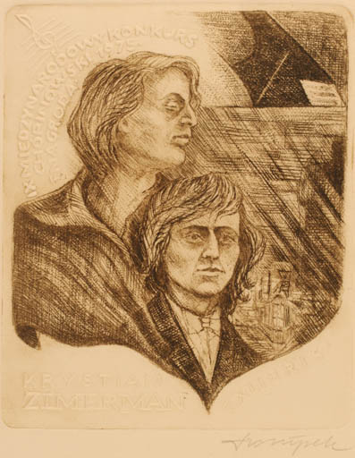 Exlibris by Kazimierz Szoltysek from Poland for Krystian Zimerman - Portrait 