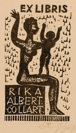 Exlibris by Jozef Szuszkiewicz from Poland for Rika + Albert Collart - Child Woman 