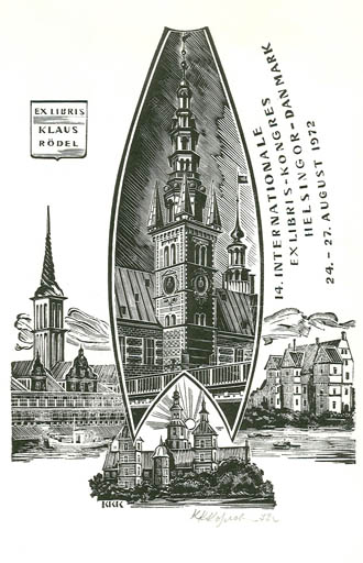 Exlibris by Konstantin S. Koslovskij from Soviet Union for Klaus Rödel - Castle/Palace Exlibris Congress 