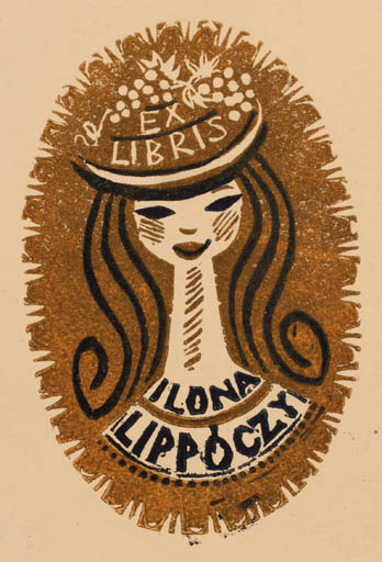 Exlibris by Jozef Szuszkiewicz from Poland for Ilona Lippoczy - Woman 