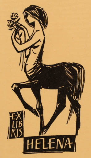 Exlibris by Stanislaw Szymanski from Poland for Helena Hirvonen - Fable Animal 