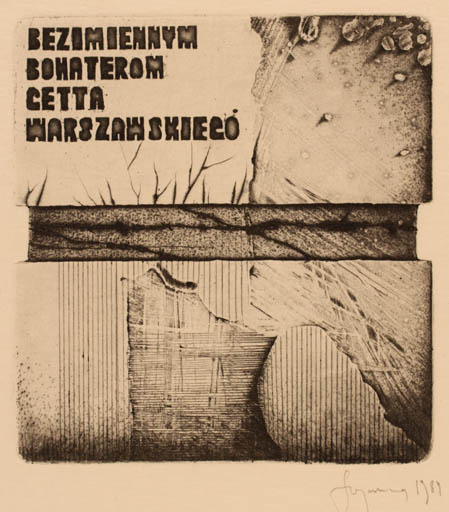 Exlibris by Bogdan Szymura from Poland for ? Bezimiennym Bonaterom Cetta Warszawskieco - Abstract 