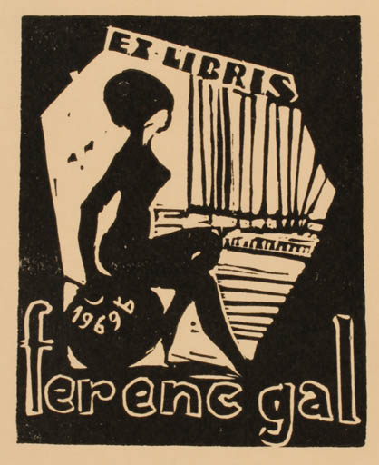 Exlibris by Bronislav Josef Tomecki from Poland for Ferenc Gal - Woman 