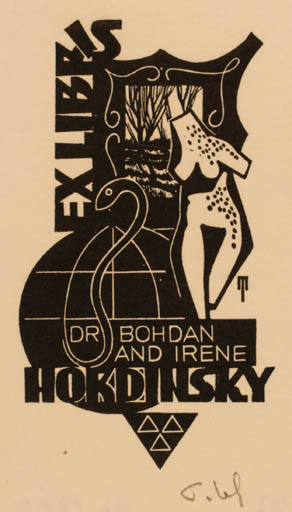 Exlibris by Tyrus Wenhrynowicz from Poland for Dr. Bohdan and Irene Hordinsky - 