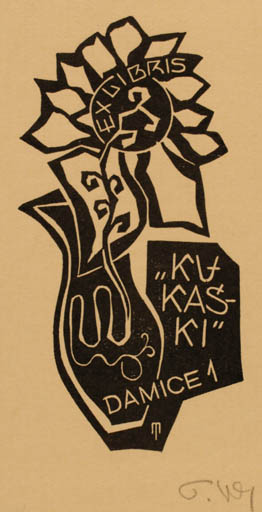 Exlibris by Tyrus Wenhrynowicz from Poland for ? Kukaski - Flower 