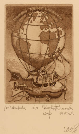 Exlibris by Krzysztof Wieczorek from Poland for Teresy Wieczorek - Aircraft Globe 