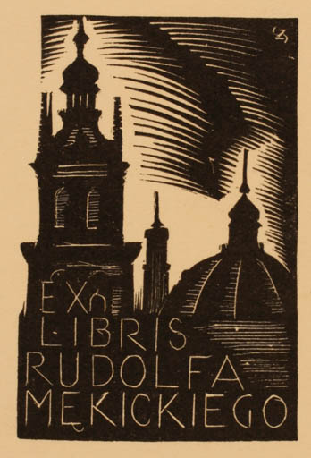 Exlibris by St. Zgainski from Poland for Rudolfa Mekickiego - Church 