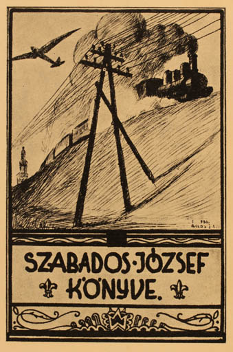 Exlibris by J. E. Amos from Hungary for Jozsef Szabados - Aircraft Train 