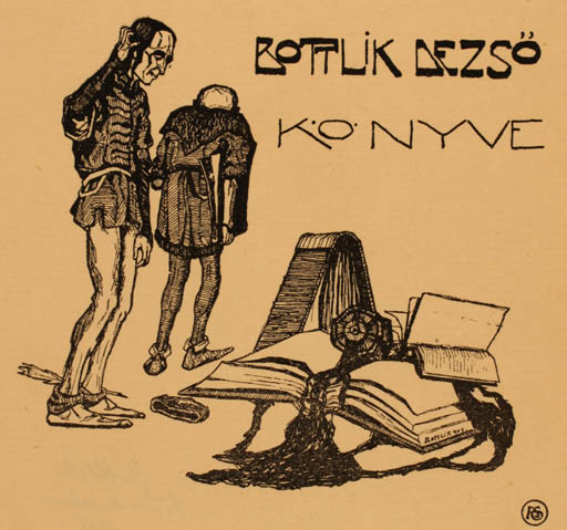 Exlibris by Tibor v. Bottlik from Hungary for Dezsö Bottlik - Book 