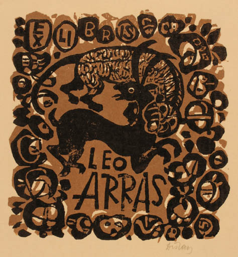 Exlibris by Lenke Diskay from Hungary for Leo Arras - Fauna 