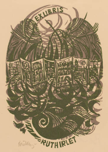 Exlibris by Lenke Diskay from Hungary for Ruth Irlet - 