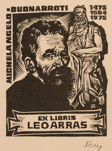 Exlibris by Antal Fery from Hungary for Leo Arras - Portrait 