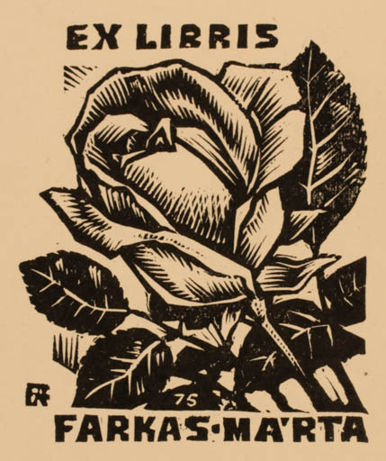 Exlibris by Antal Fery from Hungary for Marta Farkas - Flower 