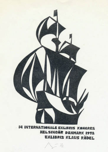 Exlibris by German Ratner from Soviet Union for Klaus Rödel - Exlibris Congress Ship/Boat 