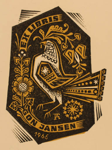 Exlibris by Antal Fery from Hungary for Gon Jansen - Bird 