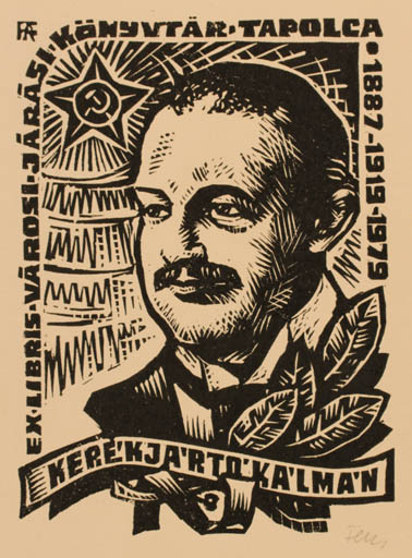 Exlibris by Antal Fery from Hungary for Kalman Kerekjarto - Portrait 