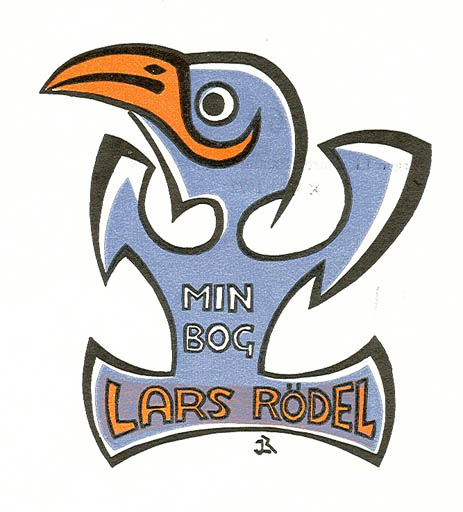 Exlibris by Jørgen Lindhardt Rasmussen from Denmark for Lars Rödel - Child Bird 