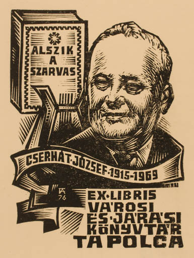 Exlibris by Antal Fery from Hungary for Varosi+Jarasi Tapolca - Portrait 