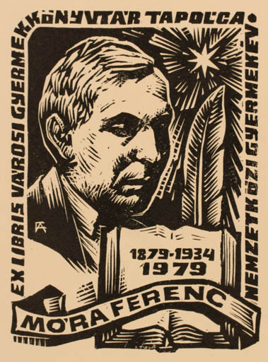 Exlibris by Antal Fery from Hungary for Varosi Gyermek - Book Literature Portrait 