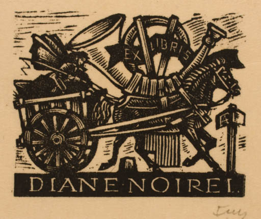 Exlibris by Antal Fery from Hungary for Diane Noirei - Horse 