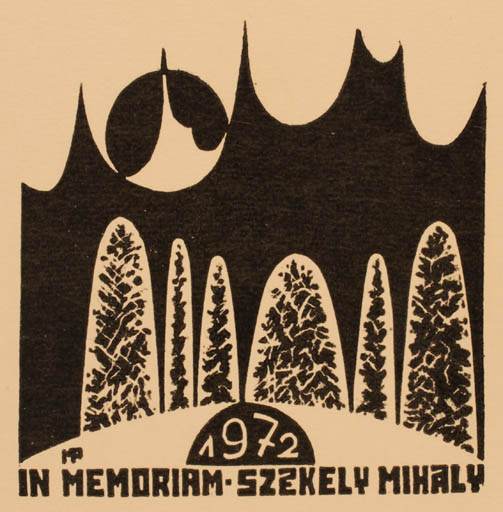 Exlibris by Antal Fery from Hungary for Mihaly Szekely - Forest 