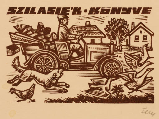 Exlibris by Antal Fery from Hungary for ? Szilasiek - Car Dog 