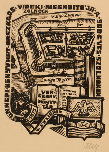 Exlibris by Antal Fery from Hungary for ? Gedenkblatt - Book City 