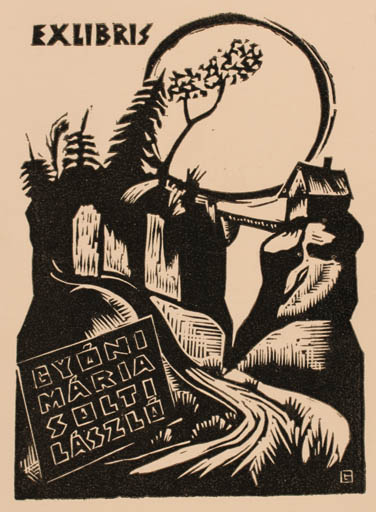 Exlibris by Lorinc Gulicska from Hungary for Maria Solti Laszlo Gyoni - Scenery/Landscape 