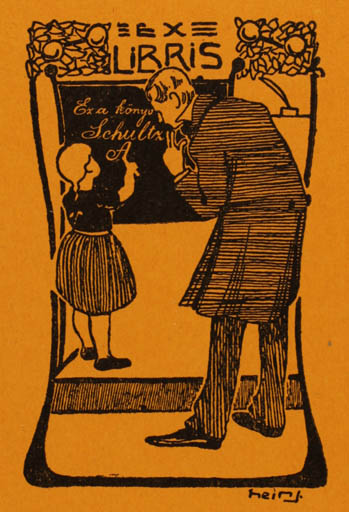 Exlibris by J. Hein from Hungary for A. Schultz - Child Man 