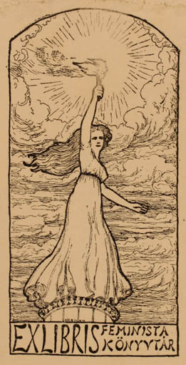 Exlibris by L. Hermann from Hungary for ? Feminista Könyvtar - Jugend Woman 