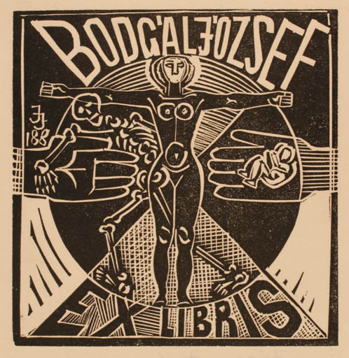 Exlibris by Janos Jozsa from Hungary for Jozsef Bodgal - Hand(s) Woman 