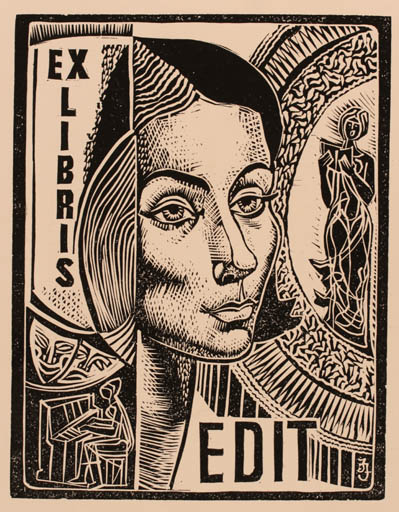 Exlibris by Janos Jozsa from Hungary for ? Edit - Portrait 