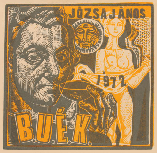 Exlibris by Janos Jozsa from Hungary for Janos Jozsa - Woman Portrait 