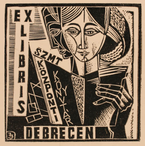 Exlibris by Janos Jozsa from Hungary for ? Központi - Book Woman 