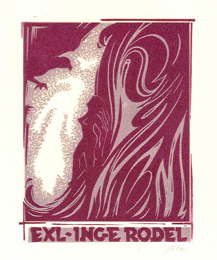 Exlibris by Igor Beketow from Ukraine for Inge Rödel - Bird Woman 