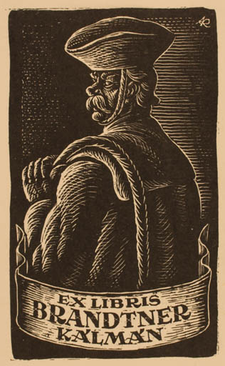 Exlibris by Jenö Kertes-Kollmann from Hungary for Kalman Brandtner - Man 