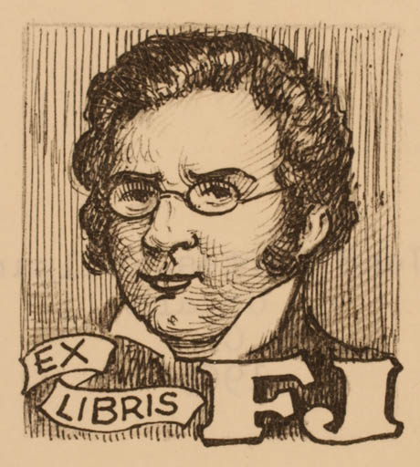 Exlibris by Jenö Kertes-Kollmann from Hungary for ? F. J. - Portrait 